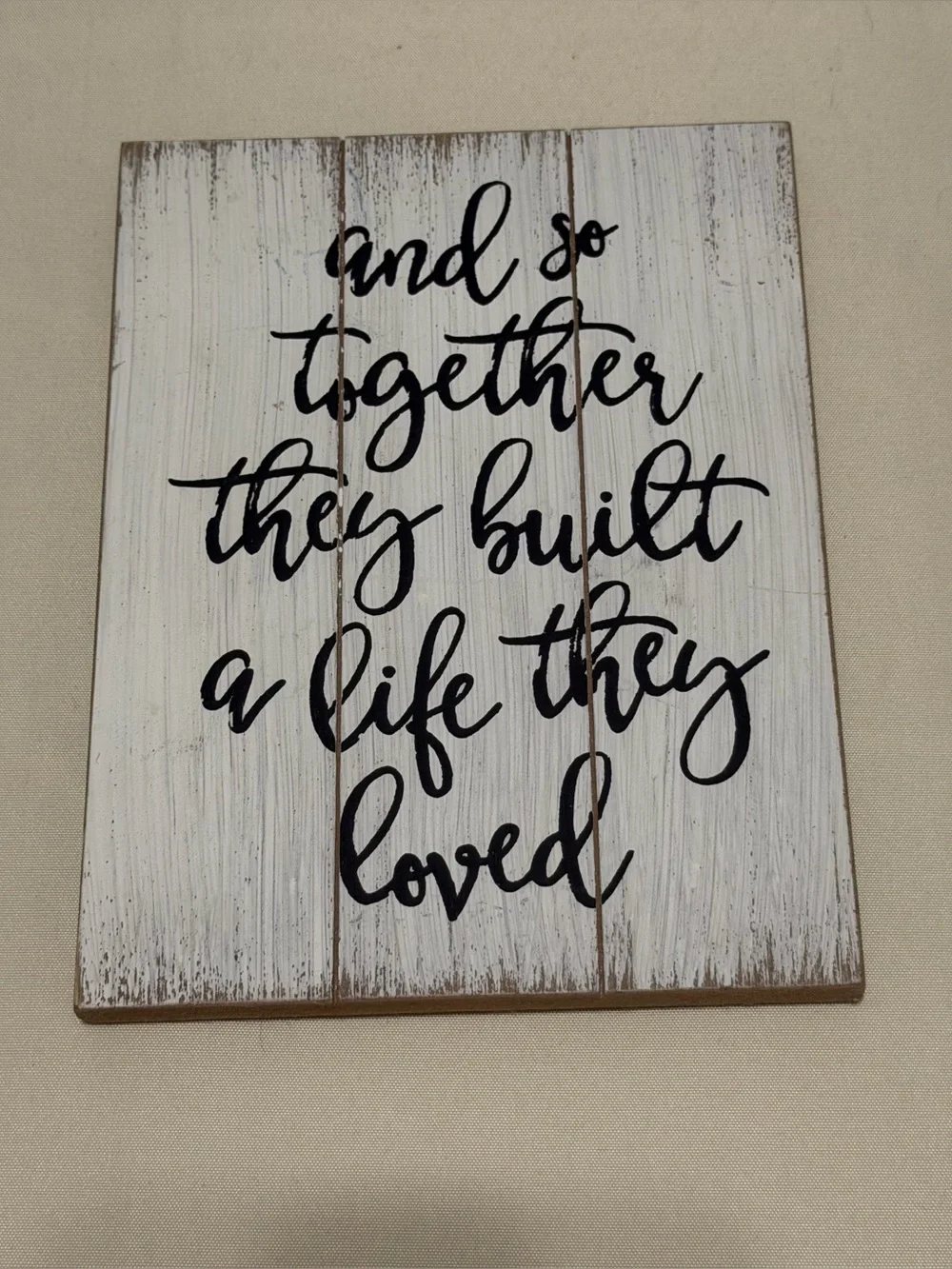 Set of Rustic Love Wall Signs - White & Brown